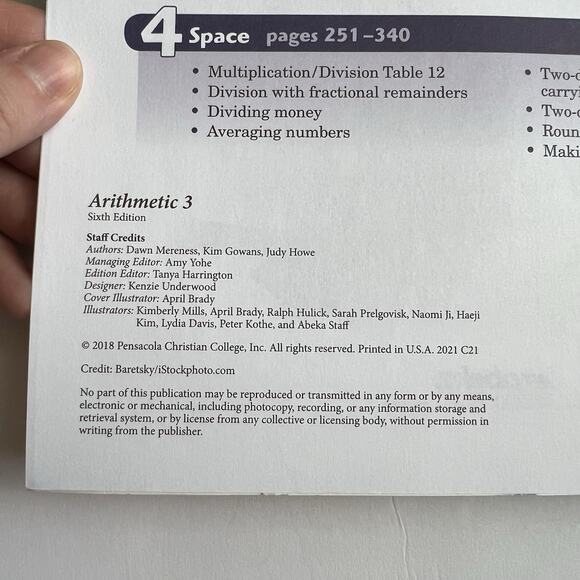 Abeka Arithmetic 3 Worktext Teacher Key 6th Edition Homeschool Curriculum - Picture 2 of 3